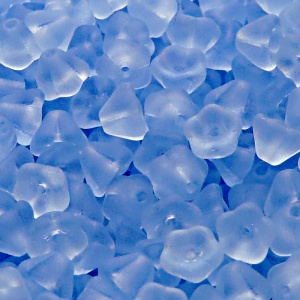 30pcs Czech Pressed Glass Bell Flowers Beads 6x8mm Light Sapphire Matte