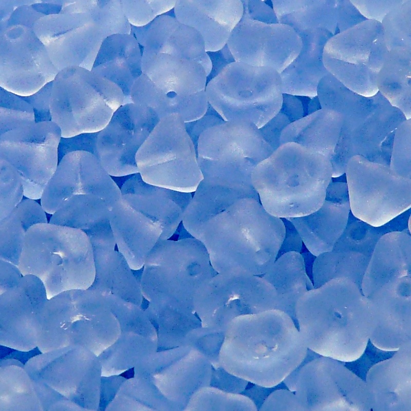 30pcs Czech Pressed Glass Bell Flowers Beads 6x8mm Light Sapphire Matte