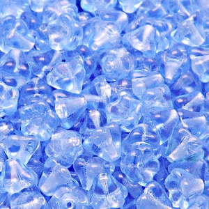 30pcs Czech Pressed Glass Bell Flowers Beads 6x8mm Light Sapphire