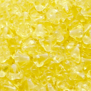 30pcs Czech Pressed Glass Bell Flowers Beads 6x8mm Jonquille