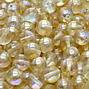25pcs Czech Pressed Glass Round Beads 8mm Crystal Lemon Rainbow