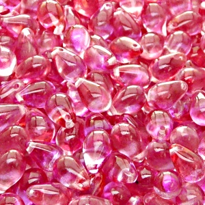 30pcs Czech Pressed Glass Teardrop Beads 6x9mm Crystal Violet Pink Two Tone Color Luster Coating