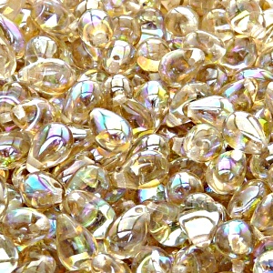 30pcs Czech Pressed Glass Teardrop Beads 6x9mm Crystal Lemon Rainbow