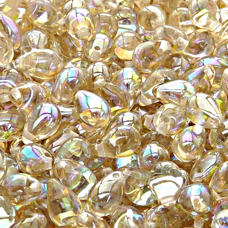 30pcs Czech Pressed Glass Teardrop Beads 6x9mm Crystal Lemon Rainbow