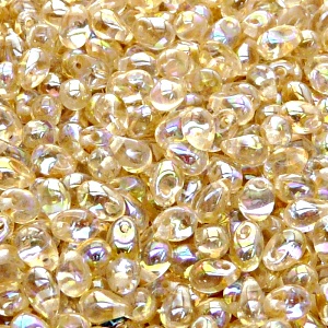 50pcs Czech Pressed Glass Teardrop Beads 4x6mm Crystal Yellow Rainbow