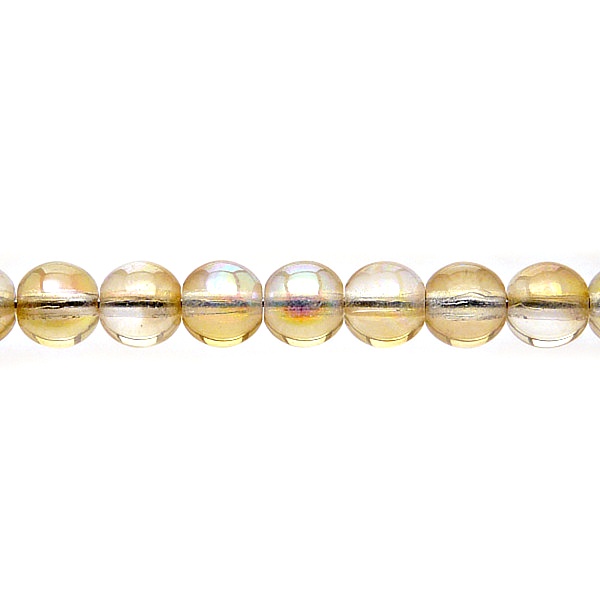 40pcs Czech Pressed Glass Round Beads 7mm Crystal Yellow Rainbow