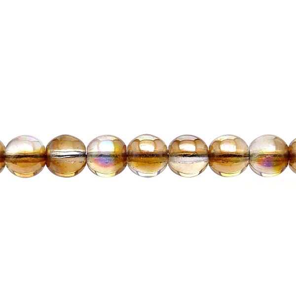 40pcs Czech Pressed Glass Round Beads 7mm Crystal Brown Rainbow