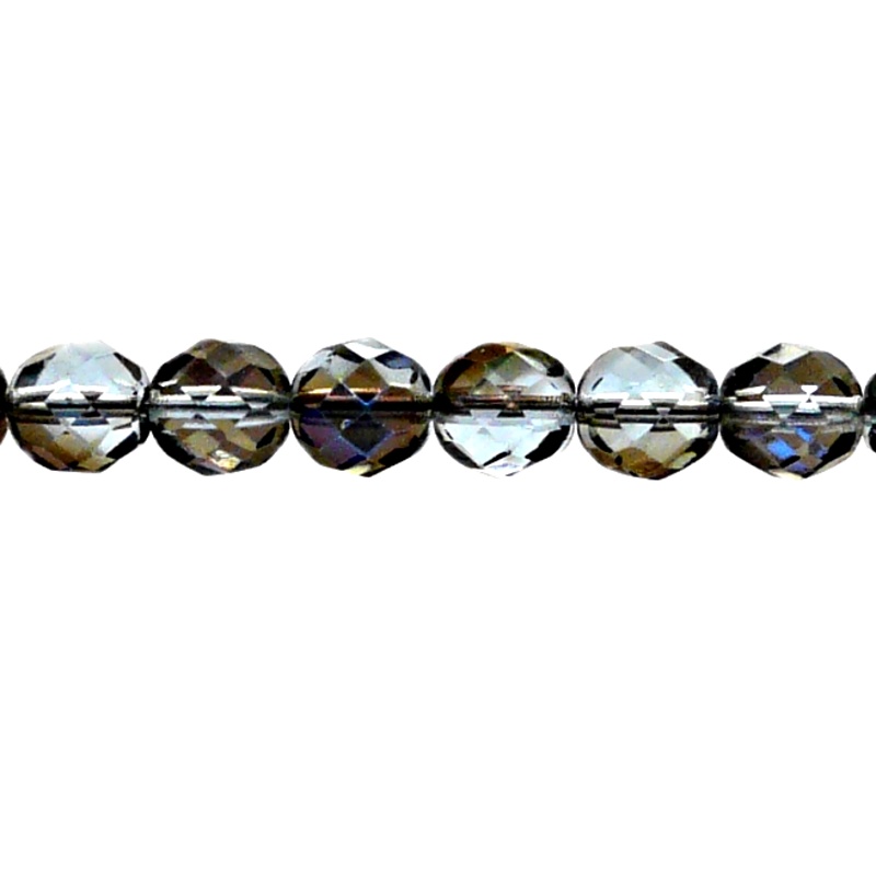 25pcs Czech Fire Polished Faceted Glass Beads Round 8mm Light Sapphire Azuro