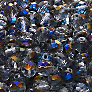 25pcs Czech Fire Polished Faceted Glass Beads Round 8mm Light Sapphire Azuro
