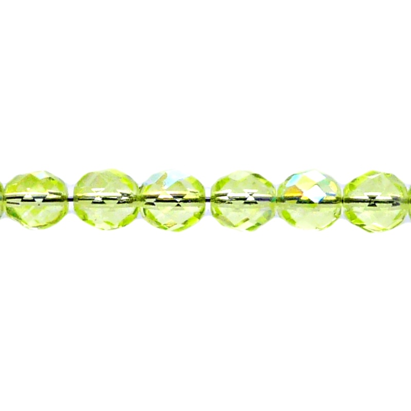 25pcs Czech Fire Polished Faceted Glass Beads Round 8mm Jonquille AB