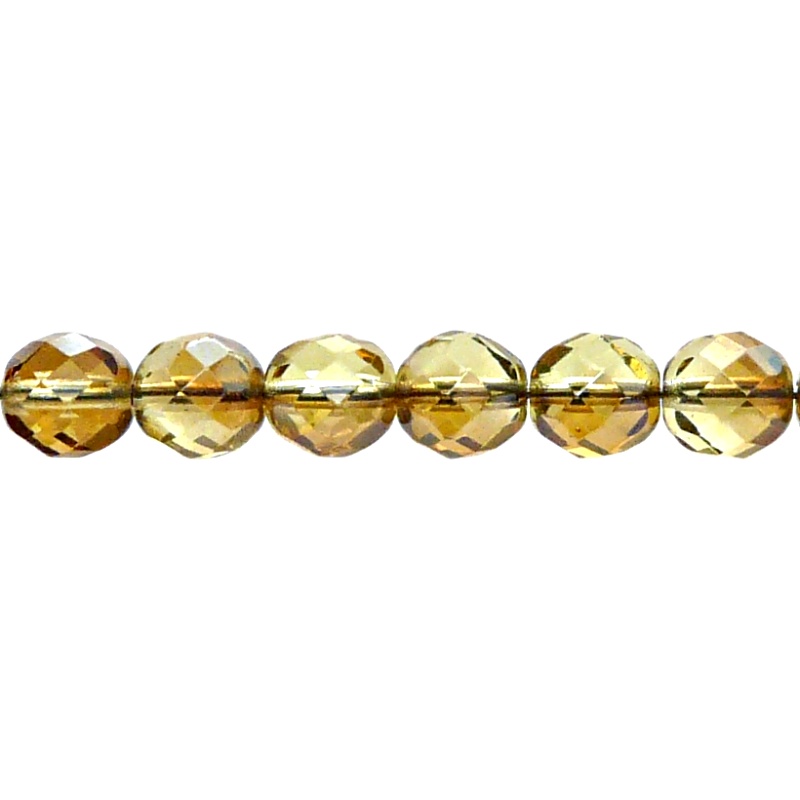 25pcs Czech Fire Polished Faceted Glass Beads Round 8mm Jonquille Celsian