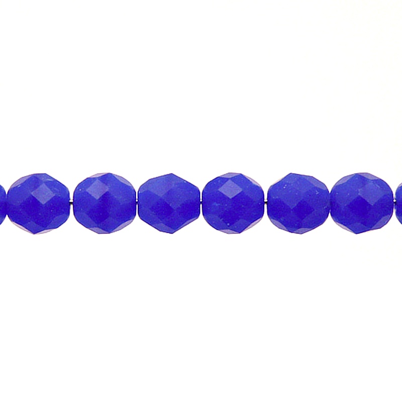 25pcs Czech Fire Polished Faceted Glass Beads Round 8mm Light Sapphire Alabaster Matte