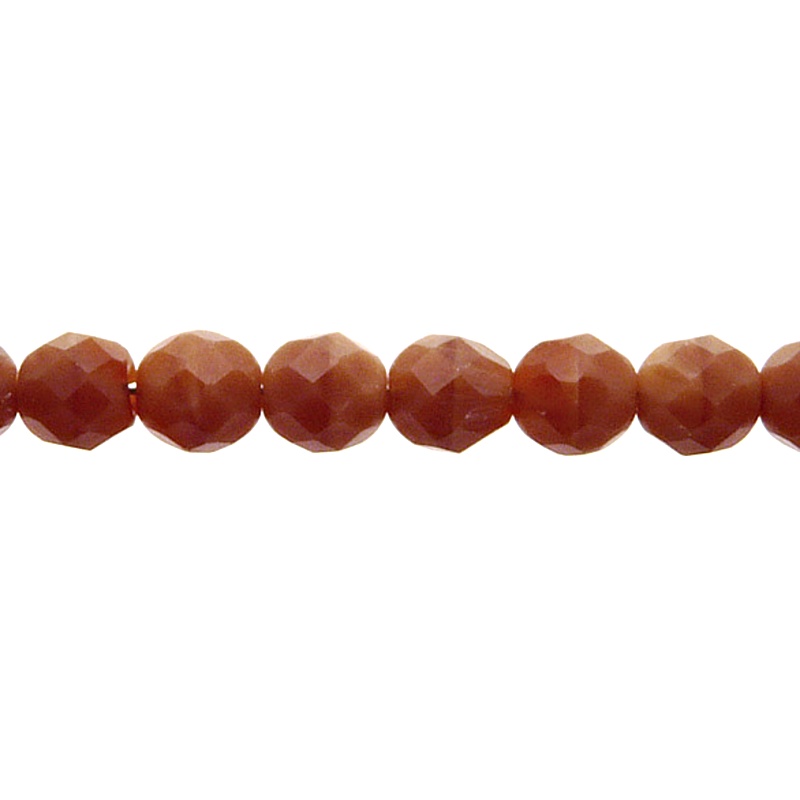 25pcs Czech Fire Polished Faceted Glass Beads Round 8mm Brown Alabaster Matte