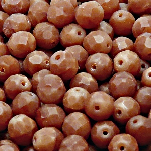 25pcs Czech Fire Polished Faceted Glass Beads Round 8mm Brown Alabaster Matte