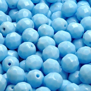 25pcs Czech Fire Polished Faceted Glass Beads Round 8mm Opaque Turquoise Blue