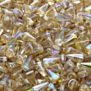 50pcs Czech Pressed Glass Spike Beads 5x8mm Crystal Lemon Rainbow