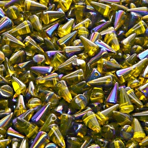 50pcs Czech Pressed Glass Spike Beads 5x8mm Amber Azuro