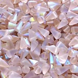 50pcs Czech Pressed Glass Spike Beads 5x8mm Rosaline AB Matte