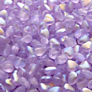 50pcs Czech Pressed Glass Heart Beads 6mm Alexandrite AB Matte