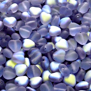 50pcs Czech Pressed Glass Heart Beads 6mm Tanzanite AB Matte