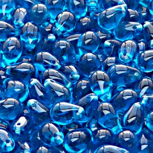 30pcs Czech Pressed Glass Teardrop Beads 6x9mm Aquamarine