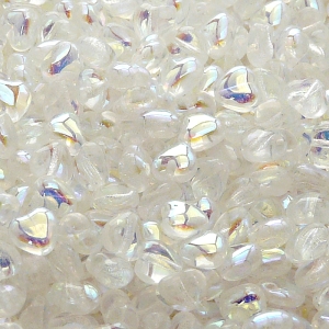 50pcs Czech Pressed Glass Heart Beads 6mm Crystal AB