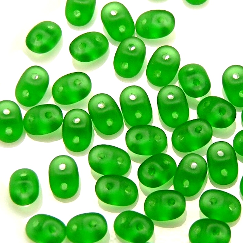 50pcs Czech Two Hole Pressed Glass Matubo SuperDuo Seed Beads 2,5x5mm Сhrysolite Matte