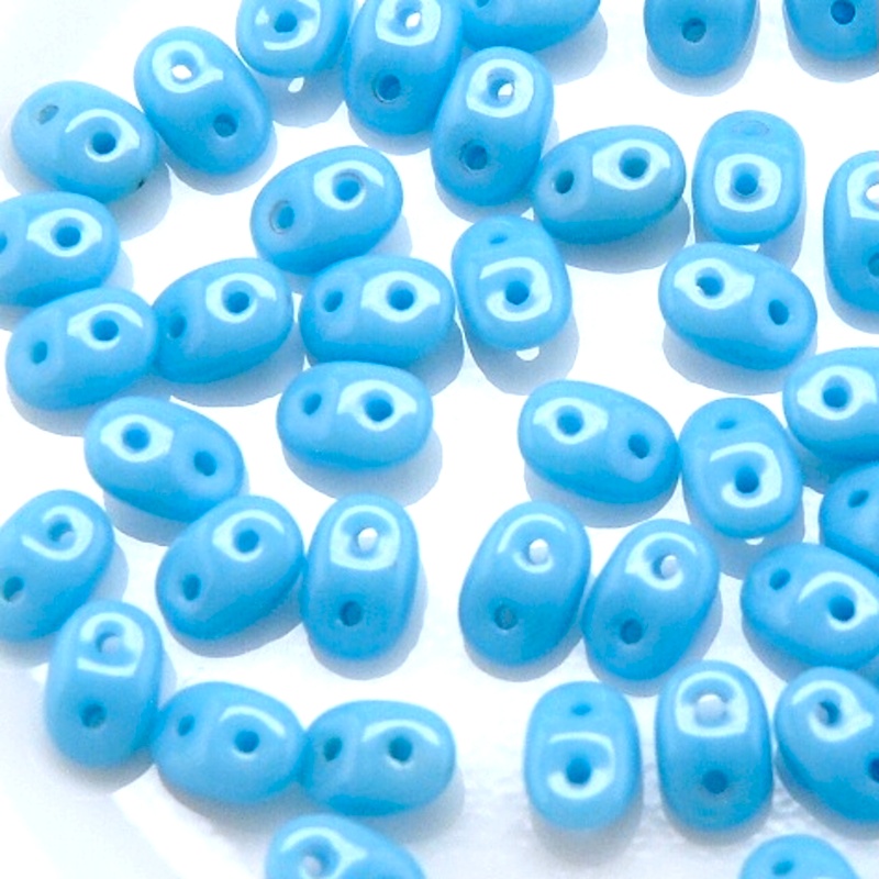 50pcs Czech Two Hole Pressed Glass Matubo SuperDuo Seed Beads 2,5x5mm Opaque Turquoise Blue
