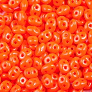 50pcs Czech Two Hole Pressed Glass Matubo SuperDuo Seed Beads 2,5x5mm Opaque Orange
