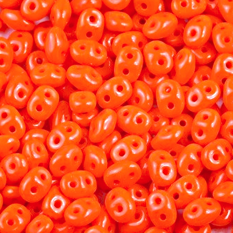 50pcs Czech Two Hole Pressed Glass Matubo SuperDuo Seed Beads 2,5x5mm Opaque Orange
