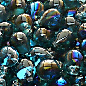 10pcs Czech Pressed Glass Teardrop Beads 10x14mm Light Aquamarine Azuro