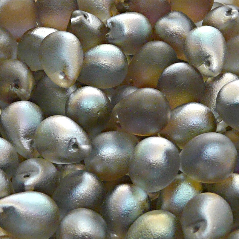 10pcs Czech Pressed Glass Teardrop Beads 10x14mm Light Sapphire Celsian Matte