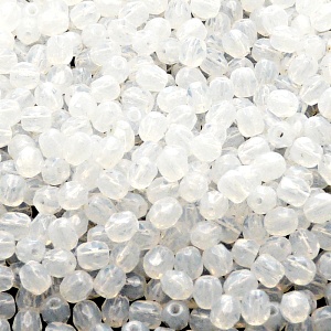 100pcs Czech Fire Polished Faceted Glass Beads Round 4mm White Opal