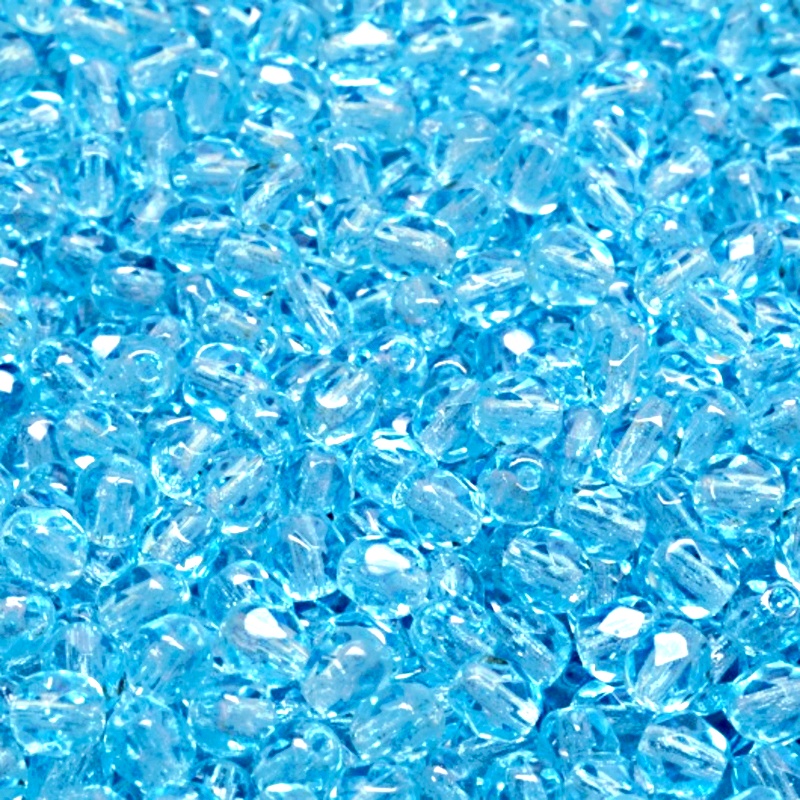 100pcs Czech Fire Polished Faceted Glass Beads Round 4mm Light Aquamarine