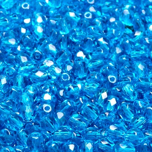 100pcs Czech Fire Polished Faceted Glass Beads Round 4mm Aquamarine
