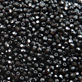 100pcs Czech Fire Polished Faceted Glass Beads Round 3mm Jet