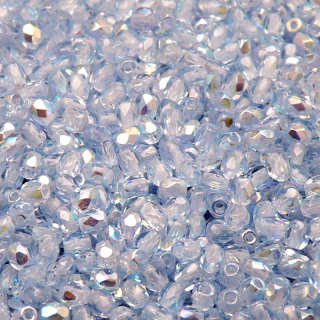 100pcs Czech Fire Polished Faceted Glass Beads Round 3mm Light Sapphire AB