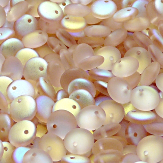 40pcs Czech Pressed Glass Lentil Beads 8mm Rosaline AB Matte