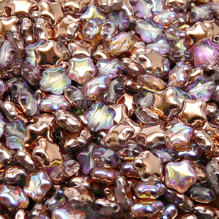 40pcs Czech Pressed Glass Star Beads 6mm Crystal Copper Rainbow