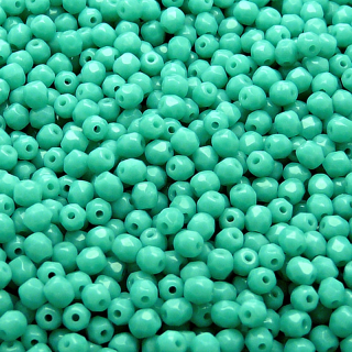 100pcs Czech Fire Polished Faceted Glass Beads Round 3mm Opaque Turquoise Green