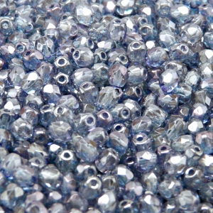 100pcs Czech Fire Polished Faceted Glass Beads Round 4mm Crystal Blue Luster