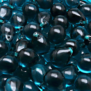 10pcs Czech Pressed Glass Teardrop Beads 10x14mm Green Aquamarine