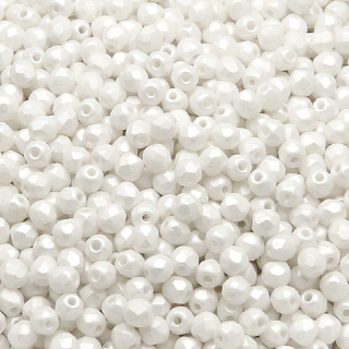 100pcs Czech Fire Polished Faceted Glass Beads Round 3mm White Alabaster White Neon Silk Matte
