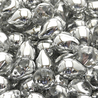 10pcs Czech Pressed Glass Teardrop Beads 10x14mm Crystal Labrador (Aluminium)