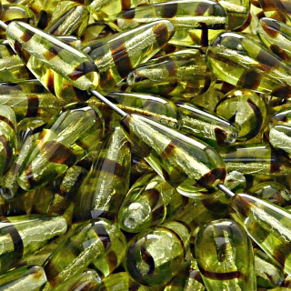 8pcs Czech Pressed Glass Drop Beads 20x9mm Yellow Tortoise